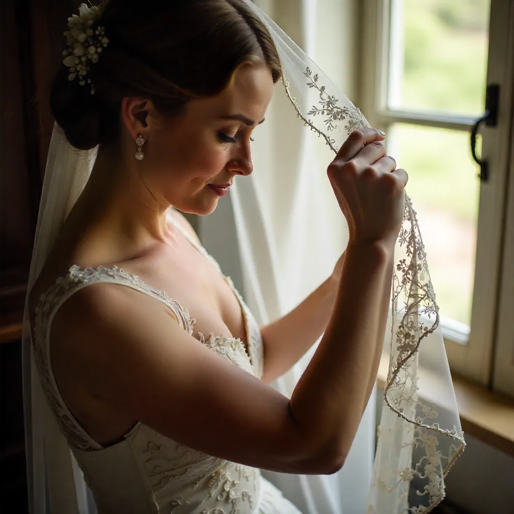 Heirloom wedding veil restoration